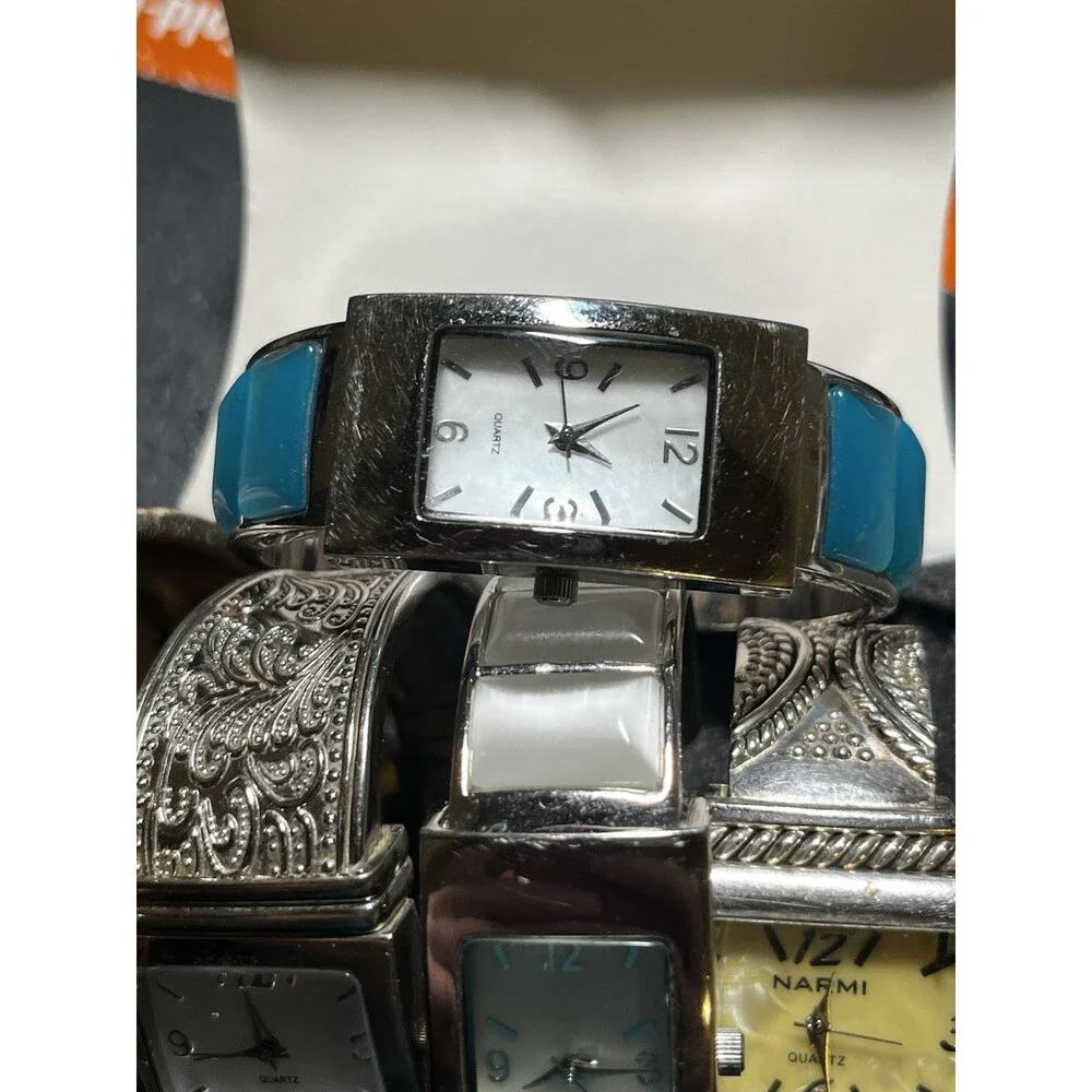 Ladies Wrist Watches Lot Of 5 Cuff Watches Quartz Japan Movt